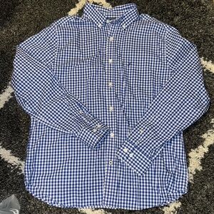 Nautica Men’s blue & white plaid dress shirt size large